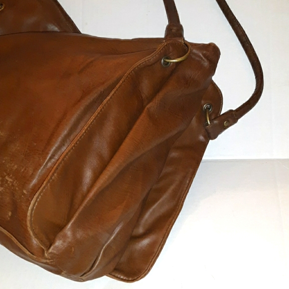 L@@K! Fabulous Vintage CHARLOTTE RUSSE Med. Brown Dbl Zip Pocket Satchel Bag 80s - Picture 8 of 16